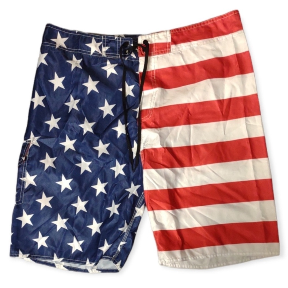Mens U.S.A. Flag Board Swim Shorts Size 38